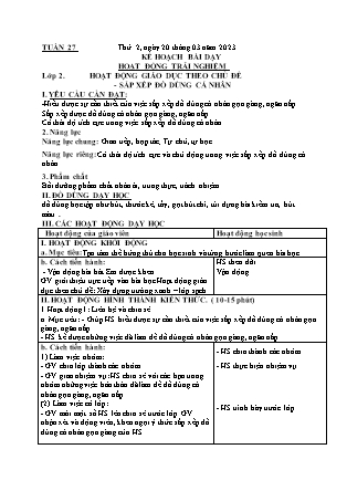 Kế hoạch bài dạy HĐTN + Âm Nhạc Lớp 1 đến Lớp 5 - Tuần 27 năm học 2022-2023 (Phan Hùng Duyệt)