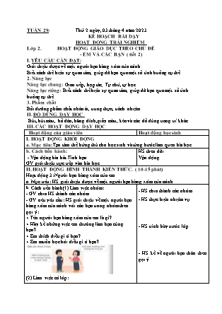 Kế hoạch bài dạy HĐTN + Âm Nhạc Lớp 1 đến Lớp 5 - Tuần 29 năm học 2022-2023 (Phan Hùng Duyệt)