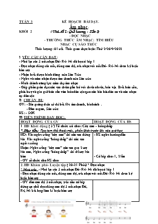 Kế hoạch bài dạy HĐTN + Âm Nhạc Lớp 1 đến Lớp 5 - Tuần 3 năm học 2022-2023 (GV Phan Hùng Duyệt)
