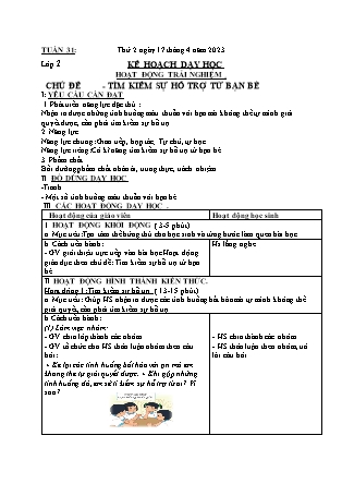 Kế hoạch bài dạy HĐTN + Âm Nhạc Lớp 1 đến Lớp 5 - Tuần 31 năm học 2022-2023 (Phan Hùng Duyệt)