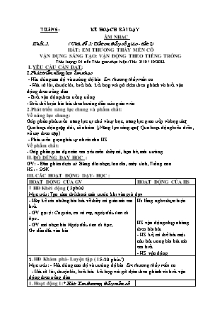 Kế hoạch bài dạy HĐTN + Âm Nhạc Lớp 1 đến Lớp 5 - Tuần 5 năm học 2022-2023 (Phan Hùng Duyệt)