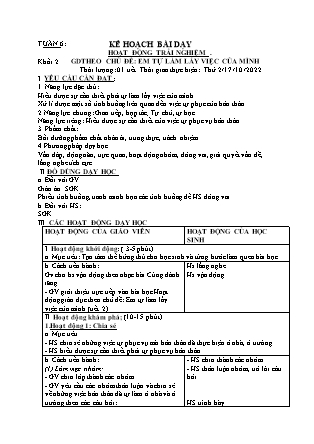 Kế hoạch bài dạy HĐTN + Âm Nhạc Lớp 1 đến Lớp 5 - Tuần 6 năm học 2022-2023 (Phan Hùng Duyệt)