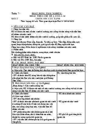 Kế hoạch bài dạy HĐTN + Âm Nhạc Lớp 1 đến Lớp 5 - Tuần 7 năm học 2022-2023 (Phan Hùng Duyệt)