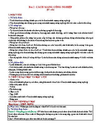 Kế hoạch bài dạy Lịch sử 8 CTST - Bài 2: Cách mạng công nghiệp