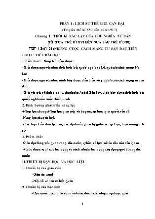 Kế hoạch bài dạy Lịch Sử 8 Học kì 1