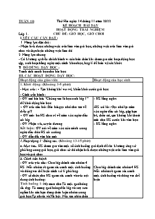 Kế hoạch bài dạy Môn Âm Nhạc, HĐTN Lớp 1 đến Lớp 5 - Tuần 10 năm học 2022-2023 (Cao Thị Hồng Thắm)