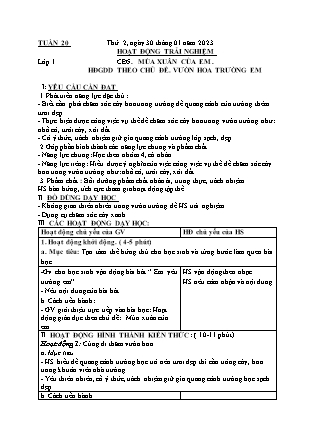 Kế hoạch bài dạy Môn Âm Nhạc, HĐTN Lớp 1 đến Lớp 5 - Tuần 20 năm học 2022-2023 (Cao Thị Hồng Thắm)