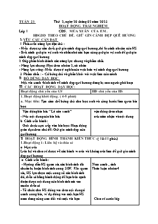 Kế hoạch bài dạy Môn Âm Nhạc, HĐTN Lớp 1 đến Lớp 5 - Tuần 23 năm học 2022-2023 (Cao Thị Hồng Thắm)