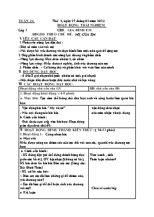 Kế hoạch bài dạy Môn Âm Nhạc, HĐTN Lớp 1 đến Lớp 5 - Tuần 24 năm học 2022-2023 (Cao Thị Hồng Thắm)