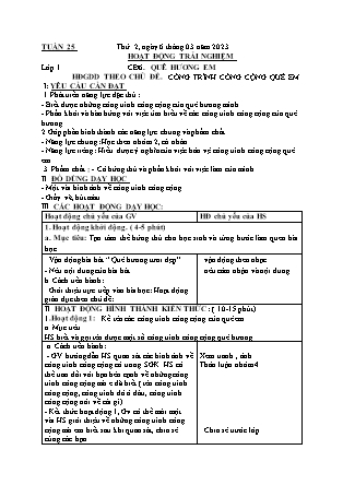 Kế hoạch bài dạy Môn Âm Nhạc, HĐTN Lớp 1 đến Lớp 5 - Tuần 25 năm học 2022-2023 (Cao Thị Hồng Thắm)