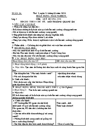 Kế hoạch bài dạy Môn Âm Nhạc, HĐTN Lớp 1 đến Lớp 5 - Tuần 26 năm học 2022-2023 (Cao Thị Hồng Thắm)
