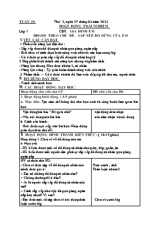 Kế hoạch bài dạy Môn Âm Nhạc, HĐTN Lớp 1 đến Lớp 5 - Tuần 28 năm học 2022-2023 (Cao Thị Hồng Thắm)