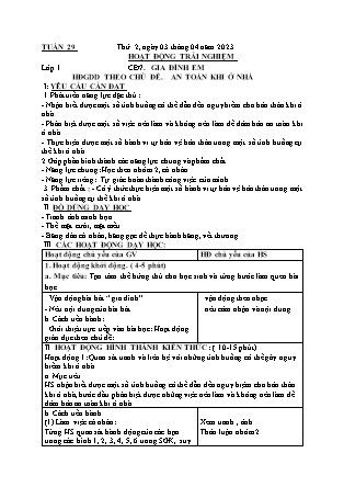 Kế hoạch bài dạy Môn Âm Nhạc, HĐTN Lớp 1 đến Lớp 5 - Tuần 29 năm học 2022-2023 (Cao Thị Hồng Thắm)