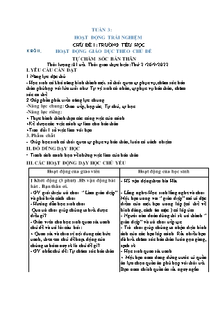 Kế hoạch bài dạy Môn Âm Nhạc, HĐTN Lớp 1 đến Lớp 5 - Tuần 3 năm học 2022-2023 (GV Cao Thị Hồng Thắm)