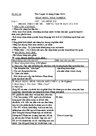 Kế hoạch bài dạy Môn Âm Nhạc, HĐTN Lớp 1 đến Lớp 5 - Tuần 30 năm học 2022-2023 (Cao Thị Hồng Thắm)