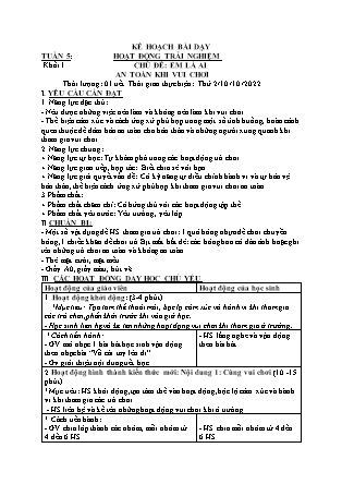 Kế hoạch bài dạy Môn Âm Nhạc, HĐTN Lớp 1 đến Lớp 5 - Tuần 5 năm học 2022-2023 (Cao Thị Hồng Thắm)
