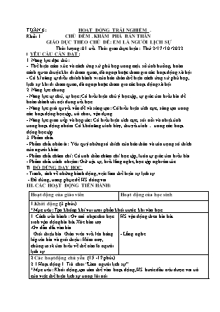 Kế hoạch bài dạy Môn Âm Nhạc, HĐTN Lớp 1 đến Lớp 5 - Tuần 6 năm học 2022-2023 (Cao Thị Hồng Thắm)