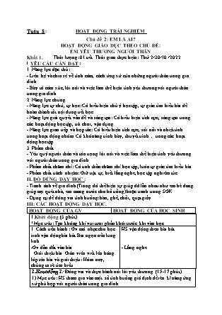 Kế hoạch bài dạy Môn Âm Nhạc, HĐTN Lớp 1 đến Lớp 5 - Tuần 8 năm học 2022-2023 (Cao Thị Hồng Thắm)