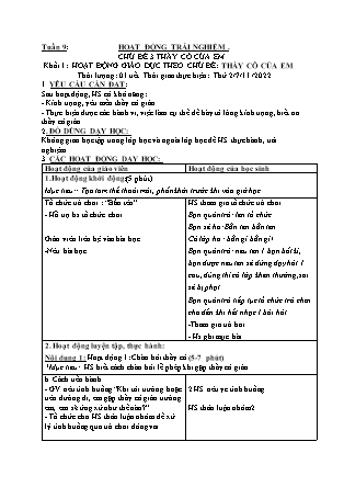Kế hoạch bài dạy Môn Âm Nhạc, HĐTN Lớp 1 đến Lớp 5 - Tuần 9 năm học 2022-2023 (Cao Thị Hồng Thắm)