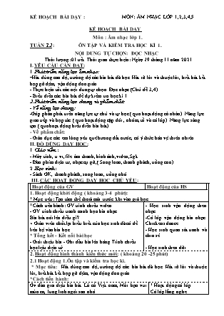 Kế hoạch bài dạy Môn Âm Nhạc Lớp 1 đến Lớp 5 - Tuần 12 năm học 2021-2022 (Phan Hùng Duyệt)