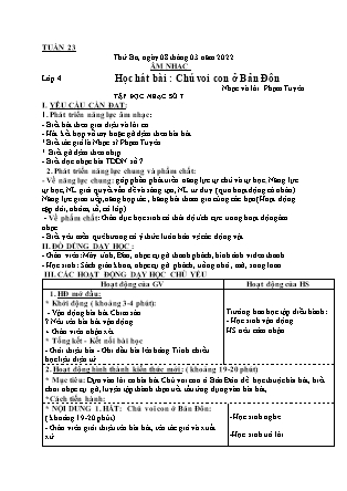 Kế hoạch bài dạy Môn Âm Nhạc Lớp 1 đến Lớp 5 - Tuần 23 năm học 2021-2022 (Phan Hùng Duyệt)