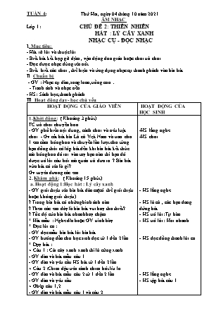 Kế hoạch bài dạy Môn Âm Nhạc Lớp 1 đến Lớp 5 - Tuần 4 năm học 2021-2022 (Phan Hùng Duyệt)