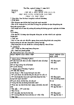 Kế hoạch bài dạy Môn Âm Nhạc Lớp 1 đến Lớp 5 - Tuần 8 năm học 2021-2022 (Phan Hùng Duyệt)