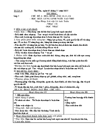 Kế hoạch bài dạy Môn Âm Nhạc Lớp 1 đến Lớp 5 - Tuần 8 năm học 2021-2022 (GV Phan Hùng Duyệt)