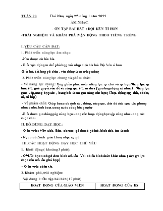 Kế hoạch bài dạy Môn Âm Nhạc Lớp 1 - Tuần 20 năm học 2021-2022 (Nguyễn Thị Thanh Tuyền)