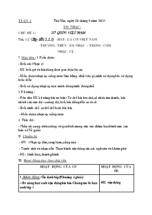 Kế hoạch bài dạy Môn Âm Nhạc Lớp 1 - Tuần 2+4+6+8 năm học 2021-2022 (Nguyễn Thị Thanh Tuyền)