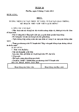 Kế hoạch bài dạy môn Chương trình Lớp 3 - Tuần 10 năm học 2022-2023 (Nguyễn Thị Bình)