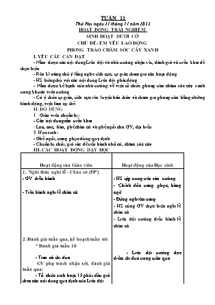 Kế hoạch bài dạy môn Chương trình Lớp 3 - Tuần 11 năm học 2022-2023 (Nguyễn Thị Bình)