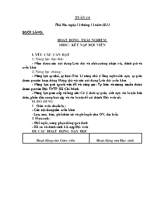 Kế hoạch bài dạy môn Chương trình Lớp 3 - Tuần 14 năm học 2022-2023 (Nguyễn Thị Bình)