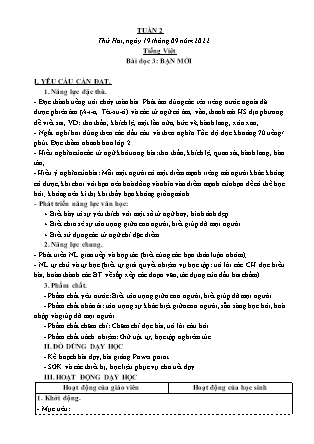 Kế hoạch bài dạy môn Chương trình Lớp 3 - Tuần 2 năm học 2022-2023 (Nguyễn Thị Bình)