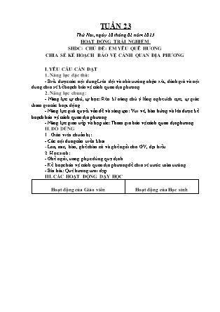 Kế hoạch bài dạy môn Chương trình Lớp 3 - Tuần 23 năm học 2022-2023 (Nguyễn Thị Bình)