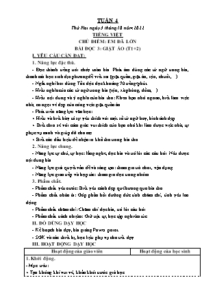 Kế hoạch bài dạy môn Chương trình Lớp 3 - Tuần 4 năm học 2022-2023 (Nguyễn Thị Bình)