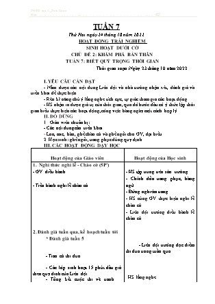 Kế hoạch bài dạy môn Chương trình Lớp 3 - Tuần 7 năm học 2022-2023 (Nguyễn Thị Bình)