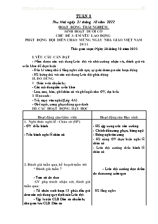 Kế hoạch bài dạy môn Chương trình Lớp 3 - Tuần 8 năm học 2022-2023 (Nguyễn Thị Bình)