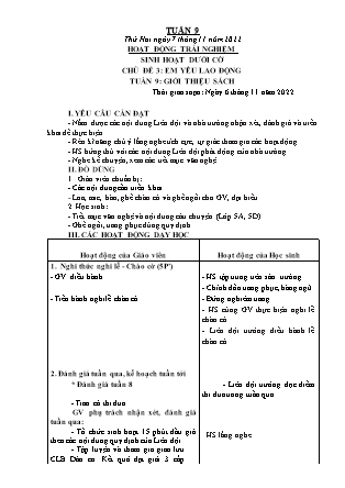 Kế hoạch bài dạy môn Chương trình Lớp 3 - Tuần 9 năm học 2022-2023 (Nguyễn Thị Bình)