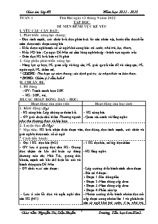 Kế hoạch bài dạy môn Chương trình Lớp 4 - Tuần 1 năm học 2022-2023 (Nguyễn Thị Diệu Huyền)