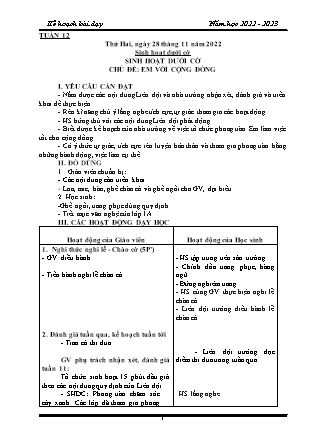 Kế hoạch bài dạy môn Chương trình Lớp 4 - Tuần 12 năm học 2022-2023 (Nguyễn Thị Diệu Huyền)