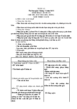 Kế hoạch bài dạy môn Chương trình Lớp 4 - Tuần 13 năm học 2022-2023 (Nguyễn Thị Diệu Huyền)