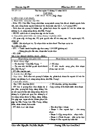 Kế hoạch bài dạy môn Chương trình Lớp 4 - Tuần 14 năm học 2022-2023 (Nguyễn Thị Diệu Huyền)