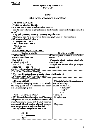 Kế hoạch bài dạy môn Chương trình Lớp 4 - Tuần 15 năm học 2022-2023 (Nguyễn Thị Diệu Huyền)