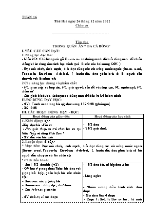 Kế hoạch bài dạy môn Chương trình Lớp 4 - Tuần 16 năm học 2022-2023 (Nguyễn Thị Diệu Huyền)