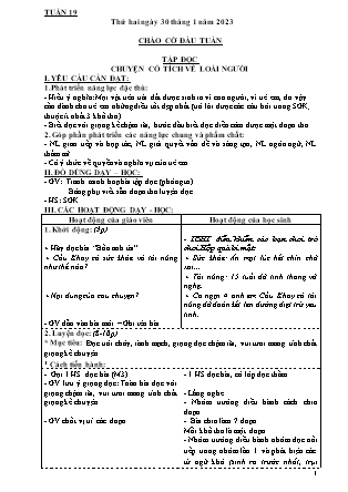 Kế hoạch bài dạy môn Chương trình Lớp 4 - Tuần 19 năm học 2022-2023 (Nguyễn Thị Diệu Huyền)