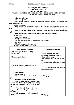 Kế hoạch bài dạy môn Chương trình Lớp 4 - Tuần 24 năm học 2022-2023 (Nguyễn Thị Diệu Huyền)