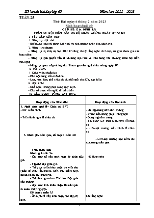 Kế hoạch bài dạy môn Chương trình Lớp 4 - Tuần 25 năm học 2022-2023 (Nguyễn Thị Diệu Huyền)