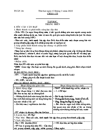 Kế hoạch bài dạy môn Chương trình Lớp 4 - Tuần 26 năm học 2022-2023 (Nguyễn Thị Diệu Huyền)