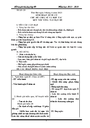 Kế hoạch bài dạy môn Chương trình Lớp 4 - Tuần 29 năm học 2022-2023 (Nguyễn Thị Diệu Huyền)